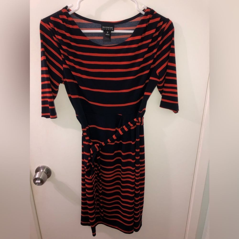 EnFocus Studio Size 6 Nautical Dress with Fabric Belt to Tie as you wish